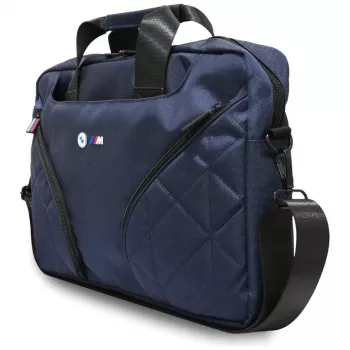 BMW Nylon Laptop Messenger taška s kovovým logem, tmavě modrá, 16 inch