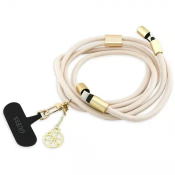 Guess Crossbody Strap 4G Charm – univerzální popruh na telefon / kabel USB-C na USB-C 1,5 m (béžový)