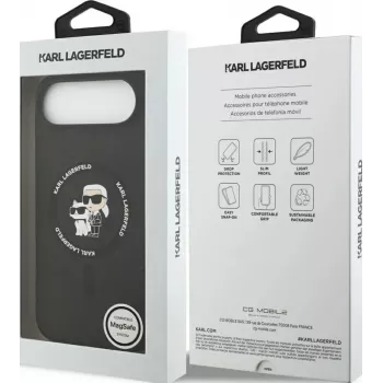 KARL LAGERFELD Silicone Karl & Choupette Ring MagSafe pouzdro pro Apple iPhone Air – černé