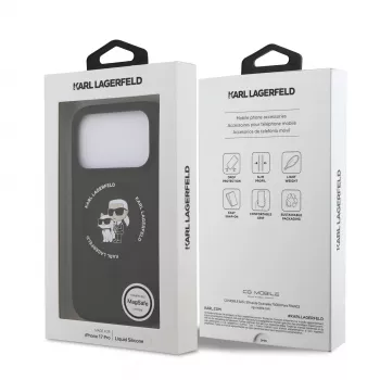 KARL LAGERFELD silikonové pouzdro Karl & Choupette Ring MagSafe pro Apple iPhone 17 Pro černé