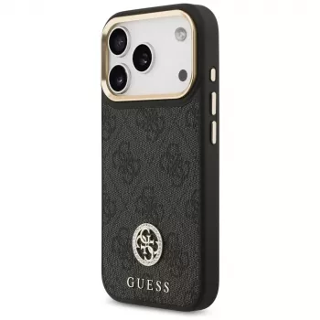Guess 4G Strass Logo & Big Strap Metal Buttons MagSafe pouzdro pro iPhone 17 Pro, černé