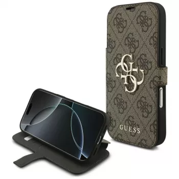 Guess Book 4G Metal Logo pouzdro pro Apple iPhone 17 Pro, hnědé