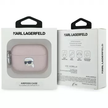 KARL LAGERFELD Monogram Karl Head pouzdro pro AirPods Pro 3, růžové