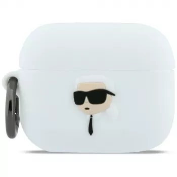KARL LAGERFELD Silicone Karl Head 3D pouzdro pro AirPods Pro 3, bílé