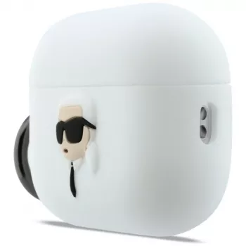 KARL LAGERFELD Silicone Karl Head 3D pouzdro pro AirPods Pro 3, bílé