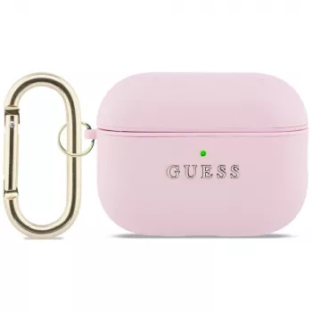 Guess Grained Classic Logo ochranné pouzdro pro Apple AirPods Pro 3. generace, růžové