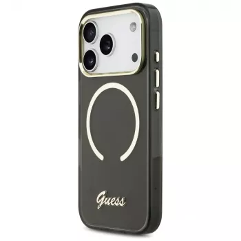 Guess IML Script Metal MagSafe pouzdro pro Apple iPhone 17 Pro Max, černé