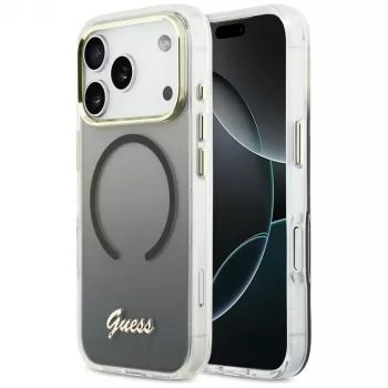 Guess IML Gradient Script Metal MagSafe pouzdro pro Apple iPhone 17 Pro, černé