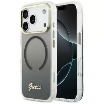 Guess IML Gradient Script Metal MagSafe pouzdro pro Apple iPhone 17 Pro Max, černé