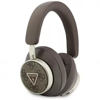 Guess 4G Triangle Logo bezdrátová Bluetooth 5.4 náhlavní sluchátka s ENC – hnědá
