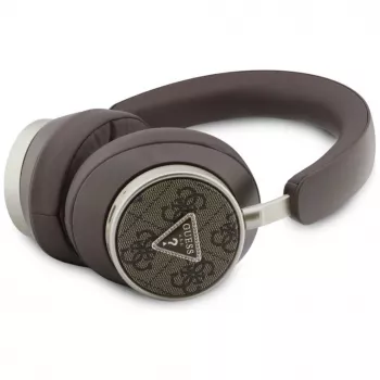 Guess 4G Triangle Logo bezdrátová Bluetooth 5.4 náhlavní sluchátka s ENC – hnědá