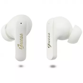 Bezdrátová sluchátka True Wireless Stereo Guess Script Metal Logo, bílá