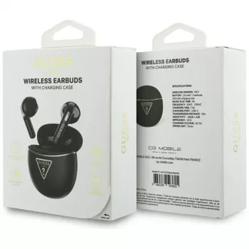 Guess Gold Line Triangle TWS Bluetooth Earbuds with Charging Case (Black)