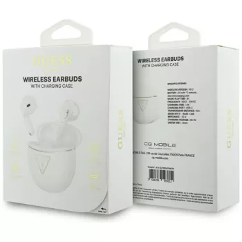 Guess Gold Line Triangle - Bluetooth TWS Headphones with Charging Case (White)