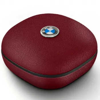 Bezdrátová sluchátka TWS Bluetooth BMW Leather Metal Logo ENC, červená