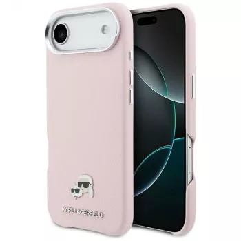 KARL LAGERFELD Karl & Choupette Head Pins Saffiano MagSafe pouzdro pro Apple iPhone Air, růžové