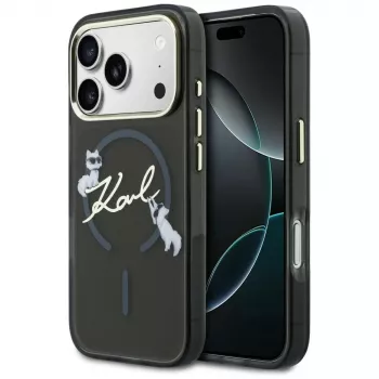 KARL LAGERFELD IML Choupettes KarlScript Logo MagSafe pouzdro pro Apple iPhone 17 Pro, černé