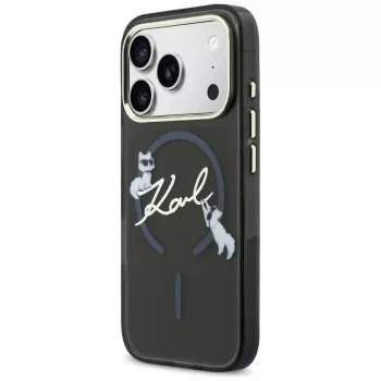KARL LAGERFELD IML Choupettes KarlScript Logo MagSafe pouzdro pro iPhone 17 Pro Max, černé