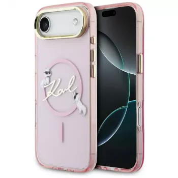 KARL LAGERFELD IML Choupettes KarlScript Logo MagSafe pouzdro pro iPhone Air, růžové