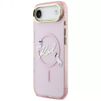 KARL LAGERFELD IML Choupettes KarlScript Logo MagSafe pouzdro pro iPhone Air, růžové