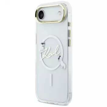 Karl Lagerfeld IML Choupettes KarlScript Logo MagSafe pouzdro pro iPhone Air, průhledné