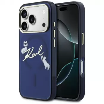 KARL LAGERFELD IML Choupettes KarlScript Logo MagSafe pouzdro pro Apple iPhone 17 Pro Max - modré