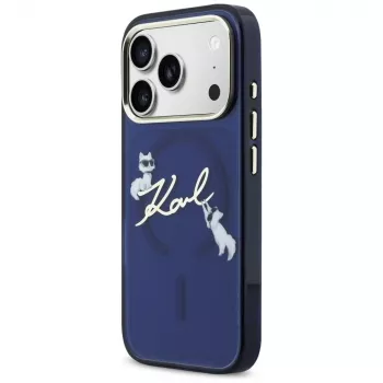 KARL LAGERFELD IML Choupettes KarlScript Logo MagSafe pouzdro pro Apple iPhone 17 Pro Max - modré