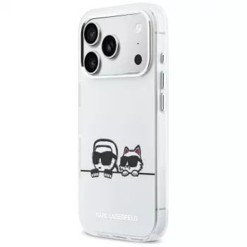 KARL LAGERFELD IML Karl & Choupette Peekaboo Logo MagSafe pouzdro pro Apple iPhone 17 Pro, bílé