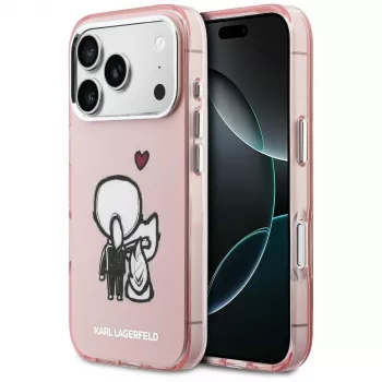 KARL LAGERFELD Karl & Choupette Back MagSafe pouzdro pro iPhone 17 Pro, růžové
