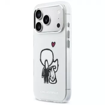 Pouzdro MagSafe Karl Lagerfeld Karl & Choupette Back pro iPhone 17 Pro, průhledné