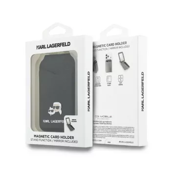 Peněženka MagSafe se stojánkem a zrcátkem Karl Lagerfeld, černá