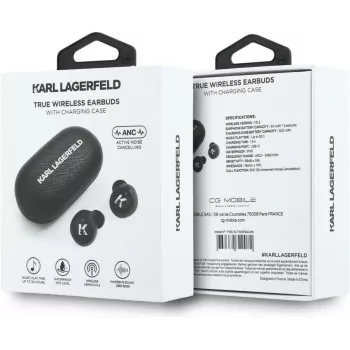 Karl Lagerfeld Saffiano Logo ENC TWS sluchátka černá