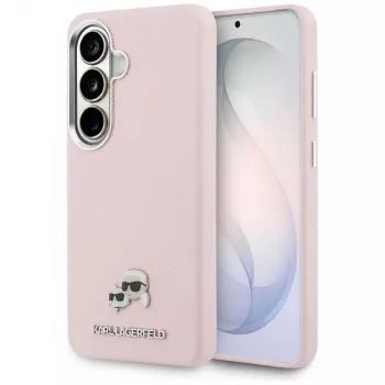 Karl Lagerfeld Saffiano KC Metal Logo MagSafe pouzdro pro Samsung Galaxy S26 - růžové