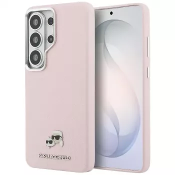 KARL LAGERFELD Saffiano KC Metal Logo MagSafe pouzdro pro Samsung Galaxy S26 Ultra - růžové