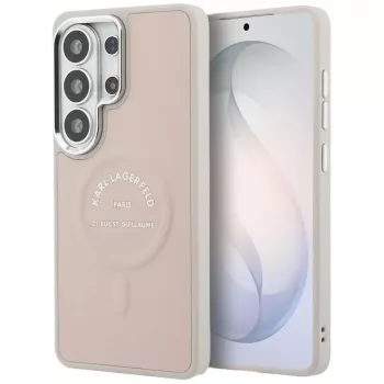 Karl Lagerfeld Embossed Ring RSG Logo MagSafe pouzdro pro Samsung Galaxy S26 Ultra - růžové