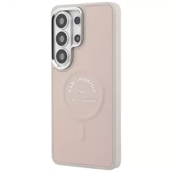 Karl Lagerfeld Embossed Ring RSG Logo MagSafe pouzdro pro Samsung Galaxy S26 Ultra - růžové