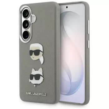 Karl Lagerfeld Saffiano DoubleHeads Metal pouzdro pro Samsung Galaxy S26 stříbrné