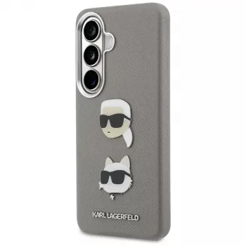 Karl Lagerfeld Saffiano DoubleHeads Metal pouzdro pro Samsung Galaxy S26 stříbrné