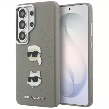 Karl Lagerfeld Saffiano DoubleHeads Metal pouzdro pro Samsung Galaxy S26 Ultra stříbrné
