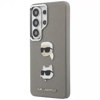 Karl Lagerfeld Saffiano DoubleHeads Metal pouzdro pro Samsung Galaxy S26 Ultra stříbrné