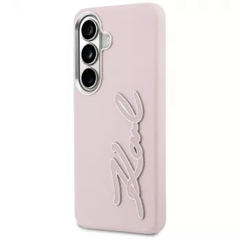 Karl Lagerfeld Grained Signature Metal Resin Logo pouzdro pro Samsung Galaxy S26 růžové