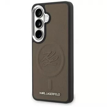 Karl Lagerfeld Embossed Ring Initials MagSafe pouzdro pro Samsung Galaxy S26, hnědé