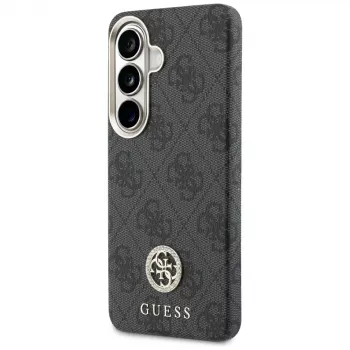 Guess 4G Rhinestone Round Logo MagSafe pouzdro pro Samsung Galaxy S26 (černé)