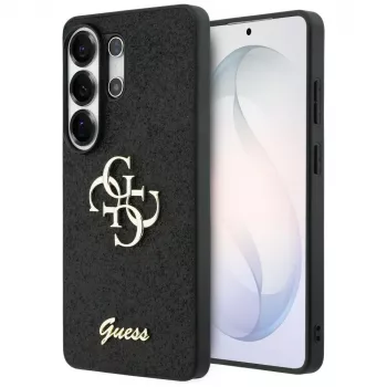 Guess Fixed Glitter Big 4G Metal Logo pouzdro pro Samsung Galaxy S26 Ultra (černé)