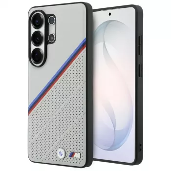 BMW Tricolor Metal Logo MagSafe pouzdro pro Samsung Galaxy S26 Ultra šedé