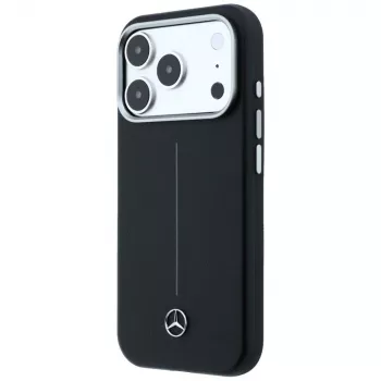 Pouzdro MagSafe Mercedes-Benz Leather Semi Wrap Iconic Line pro iPhone 17 Pro, černé