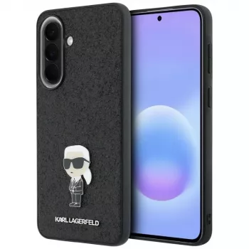 Karl Lagerfeld Fixed Glitter Ikonik Logo Metal Pin pouzdro pro Samsung Galaxy A37 5G černé