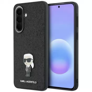 Karl Lagerfeld Fixed Glitter Ikonik Logo Metal Pin zadní kryt pro Samsung Galaxy A57 5G, černý