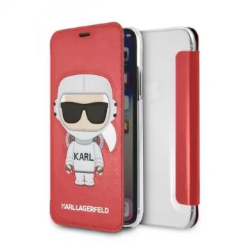 Pouzdro na knihu Karl Lagerfeld KLFLBKPXKSCORE pro iPhone X/XS Red Karl Space Cosmonaut