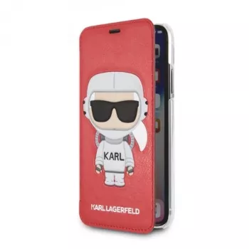 Pouzdro na knihu Karl Lagerfeld KLFLBKPXKSCORE pro iPhone X/XS Red Karl Space Cosmonaut